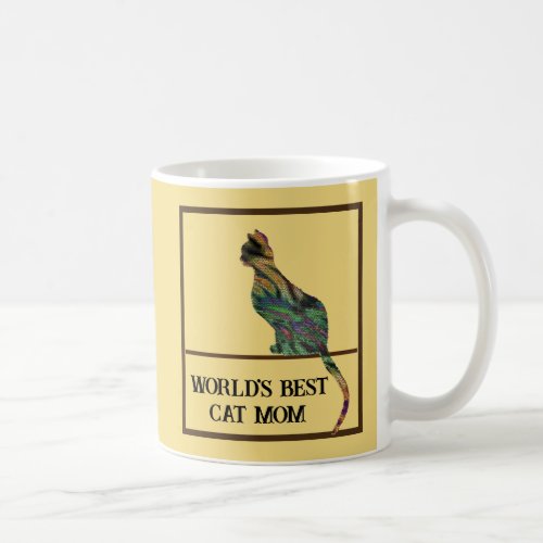 Worlds Best Cat Mom Sitting Mosaic Pet Kitten Coffee Mug