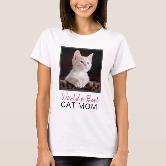 World's Best Cat Mom Square Cat Photo T-Shirt (Front)