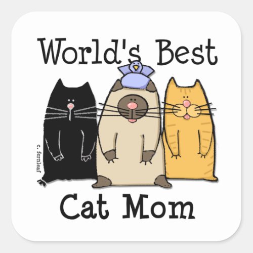 Worlds Best Cat Mom Square Sticker