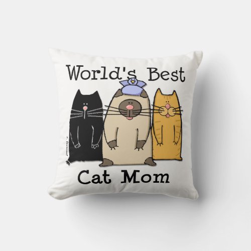 Worlds Best Cat Mom Throw Pillow
