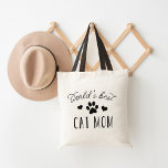 World's Best Cat Mom Tote Bag<br><div class="desc">We're with you: furbabies totally count as kids. Celebrate your kitty mommyhood with our super cute "World's Best Cat Mom" tote bag featuring modern black typography and a paw print illustration surrounded by hearts.</div>