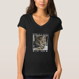 World's Best Cat Mom White Paw Prints Your Photo T-Shirt