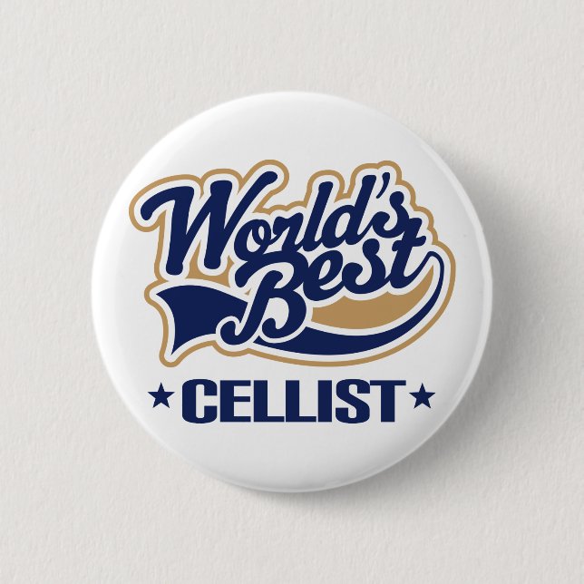 World's Best Cellist Music Gift Pinback Button (Front)