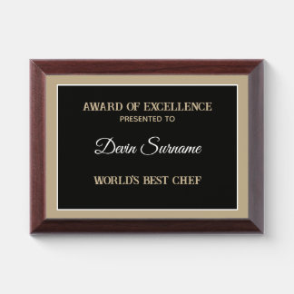 World's Best Chef Award Plaque