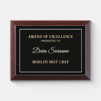 World's Best Chef Award Plaque