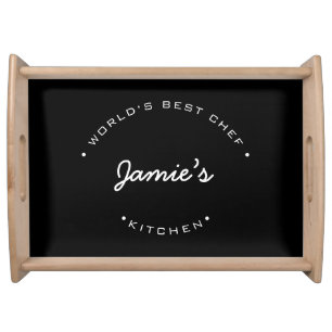 World's best Chef Black White Simple Personalized Serving Tray