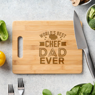 Worlds best chef Dad Ever Engraved Cutting Board