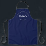 World's Best Chef daddy Navy blue Personalized  Apron<br><div class="desc">Elevate your culinary experience with our World's Best Chef Daddy’s kitchen Modern Typography Navy blue Personalized Apron. This apron is not just a kitchen accessory; it's a stylish and customized essential for the master chef in your life. The modern typography design adds a contemporary and chic touch to the apron,...</div>