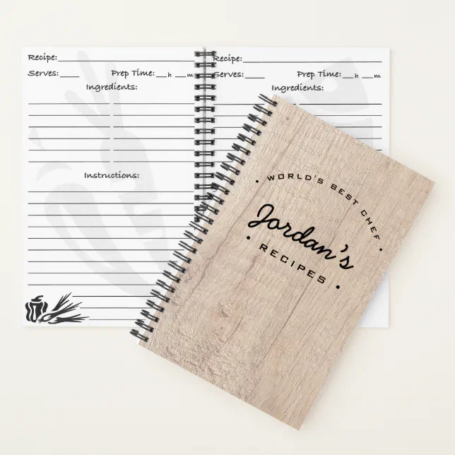 Best Chefs Note Book World's best chef Recipe Wood board Personalized Notebook | Zazzle