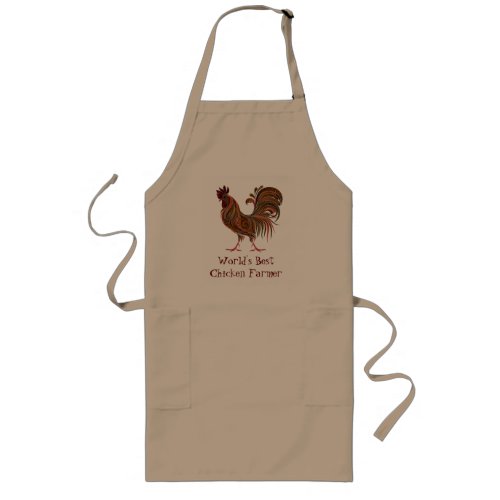 Worlds Best Chicken Farmer Fun Quote Rooster Farm Long Apron