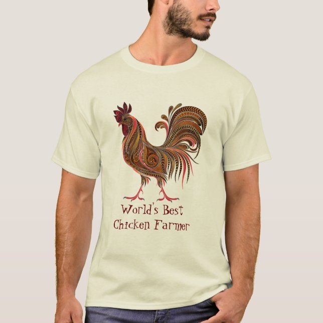 World's Best Chicken Farmer Fun Quote Rooster Farm T-Shirt (Front)