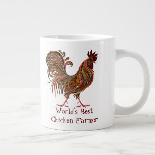 World's Best Chicken Farmer Fun Quote Rooster Giant Coffee Mug