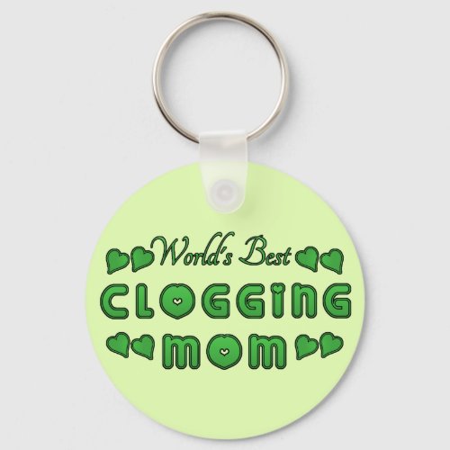 Worlds Best Clogging Mom Green Keychain