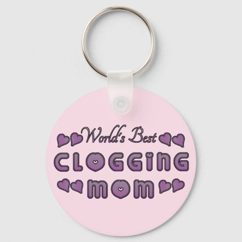 Worlds Best Clogging Mom Purple Keychain