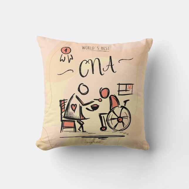 World's Best CNA - Certified Nurse Assistant Gift Throw Pillow (Front)