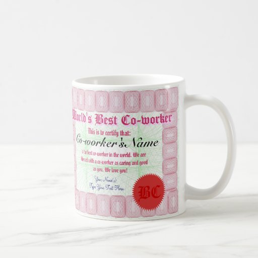 World's Best Co-worker Certificate Award Mug | Zazzle