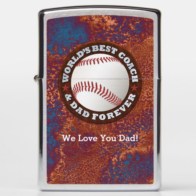 World's Best Coach and Dad 1 Options Zippo Lighter (Front)