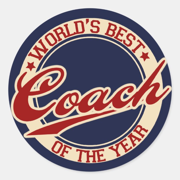 World's Best Coach of the Year Classic Round Sticker Zazzle