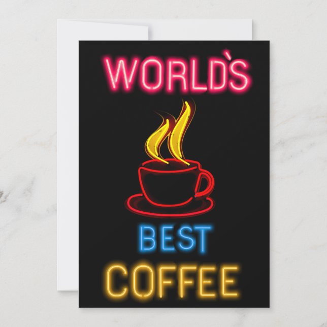 World's Best Coffee Neon Sign Holiday Card (Front)