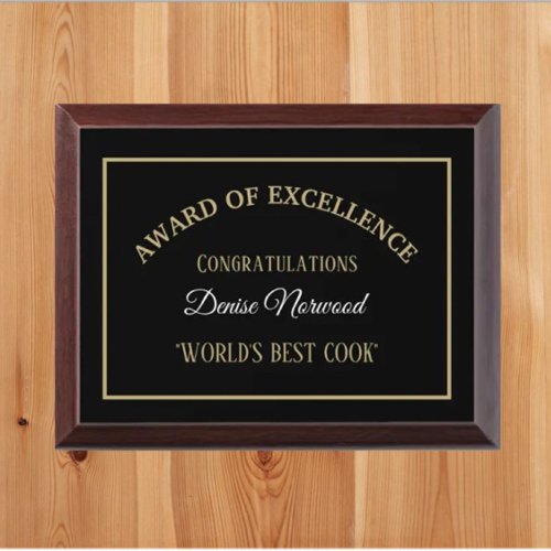 Worlds Best Cook Award Plaque