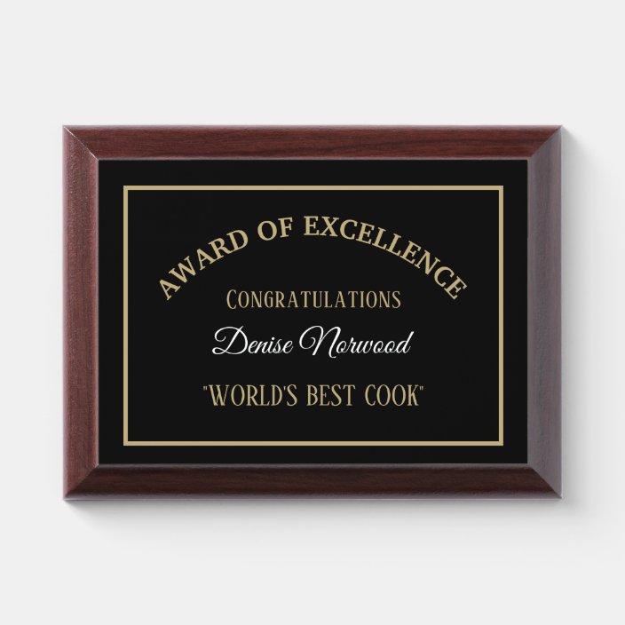 World's Best Cook Award Plaque 