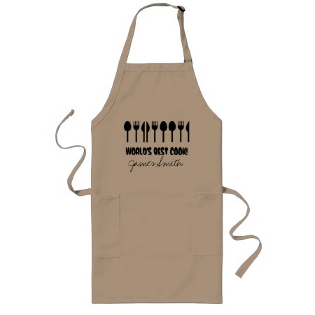 World's Best Cook Custom Name Black Long Apron