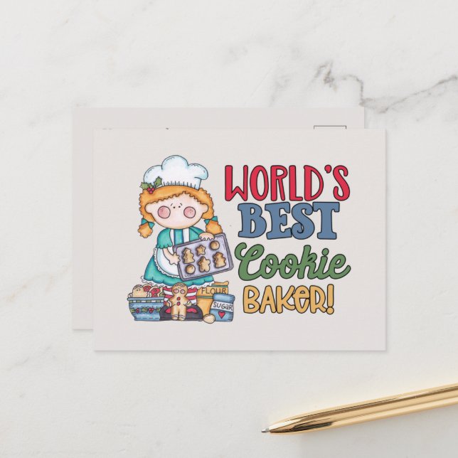 World's best cookie baker add text postcard (Front/Back In Situ)