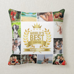 World&#39;s Best Cousin 12 Photo Collage Throw Pillow