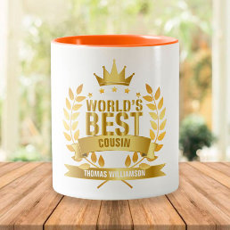 World&#39;s Best Cousin Fun Gold Two-Tone Coffee Mug