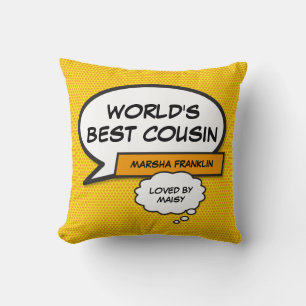 World's Best Cousin Fun Modern Cool Comic Throw Pillow