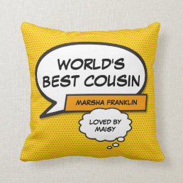 World&#39;s Best Cousin Fun Modern Cool Comic Throw Pillow