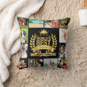 World's Best Cousin Photo Collage Gold Black Throw Pillow (Blanket)