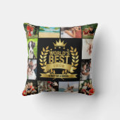 World's Best Cousin Photo Collage Gold Black Throw Pillow (Back)