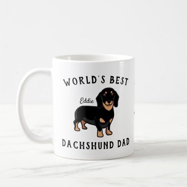 World's Best Dachshund Dad Personalized Dog Name Coffee Mug (Left)