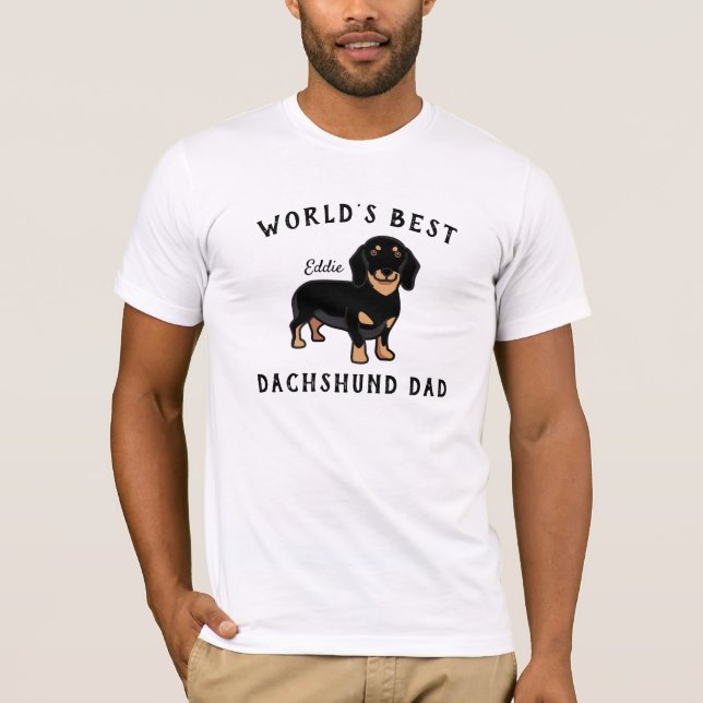 World's Best Dachshund Dad Personalized Dog's Name T-Shirt (Front)