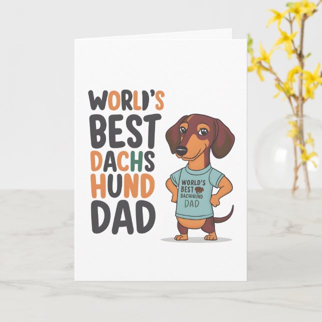World's Best Dachshund Dog Dad Father's Day  Card (Yellow Flower)