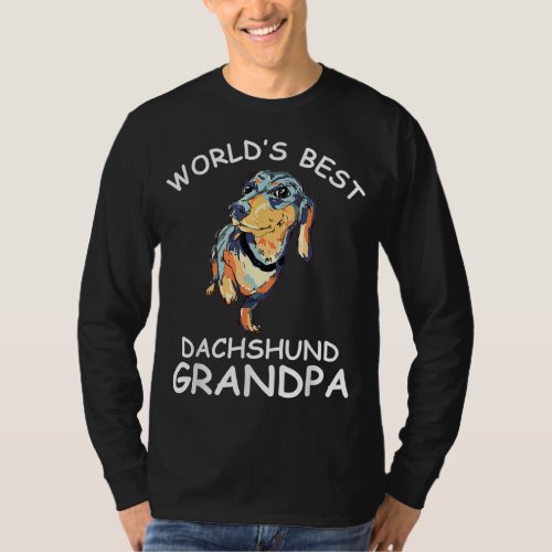 Worlds Best Dachshund Grandpa Funny Granddog Dog  T_Shirt