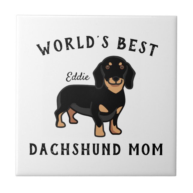 World's Best Dachshund Mom Personalized Dog Name Ceramic Tile (Front)