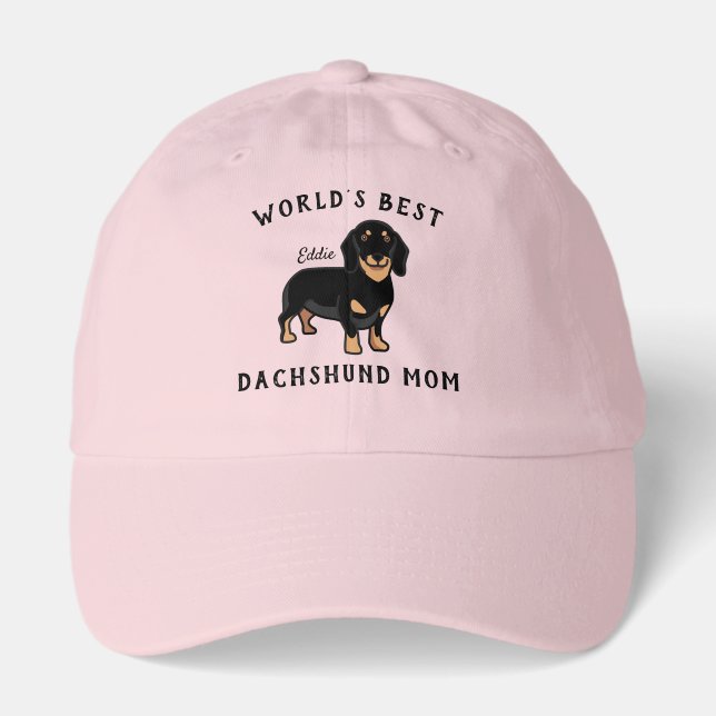 World's Best Dachshund Mom Personalized Dog Name Hat (Front)
