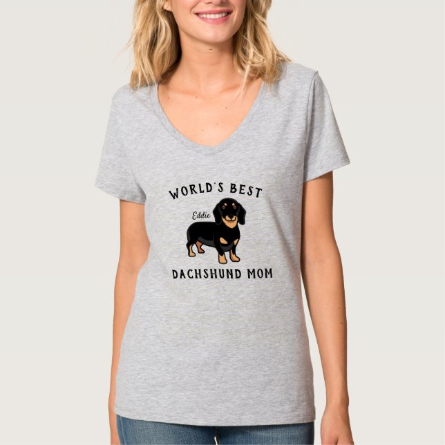 World's Best Dachshund Mom Personalized Dog's Name T-Shirt (Front)