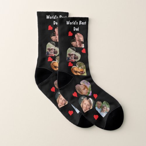 Worlds Best Dad 6 Photo Collage  Hearts  Socks