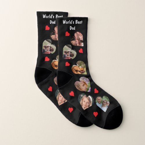 Worlds Best Dad 6 Photo Collage  Hearts  Socks