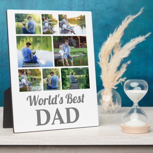 Worlds Best Dad 8 Photo Collage Fathers Day Plaque