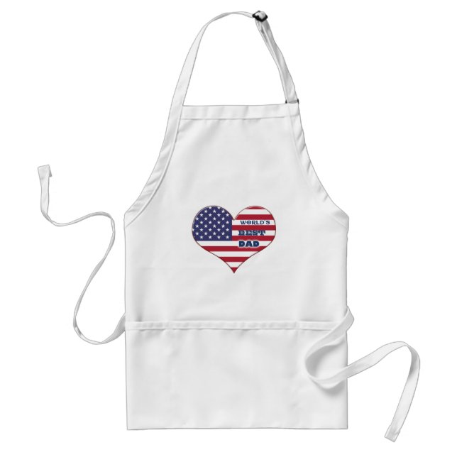 World's Best Dad American Flag Heart Adult Apron (Front)