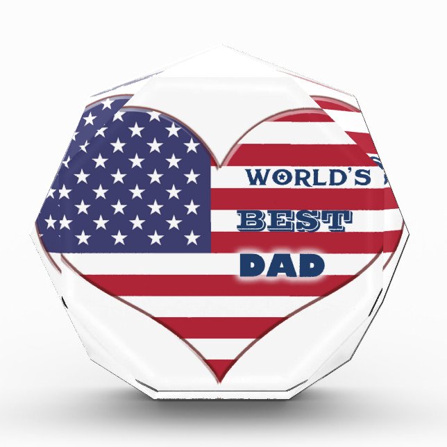 World's Best Dad American Flag Heart Award (Front)