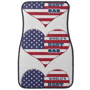 World's Best Dad American Flag Heart Car Mat
