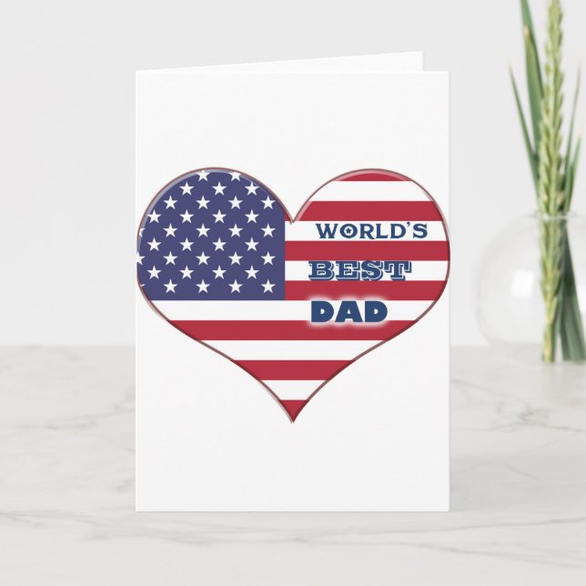 World's Best Dad American Flag Heart Card (Front)