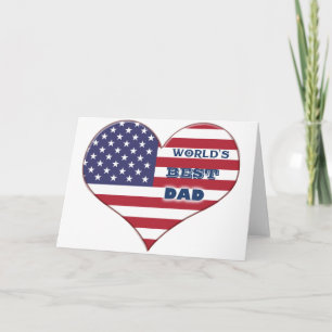 World's Best Dad American Flag Heart Card