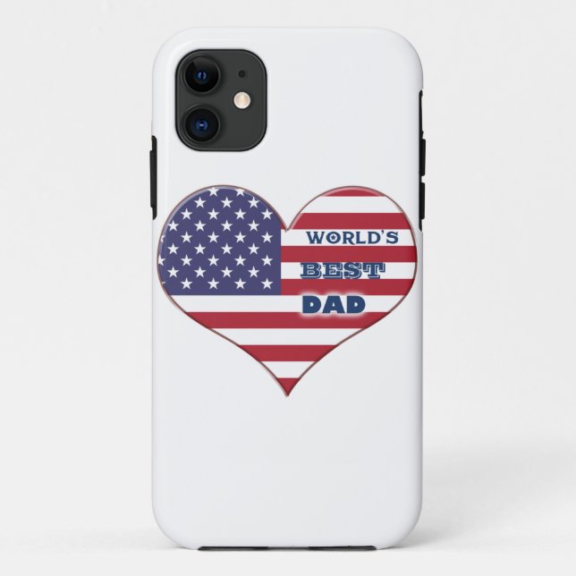 World's Best Dad American Flag Heart Case-Mate iPhone Case (Back)