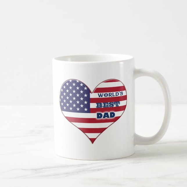 World's Best Dad American Flag Heart Coffee Mug (Right)